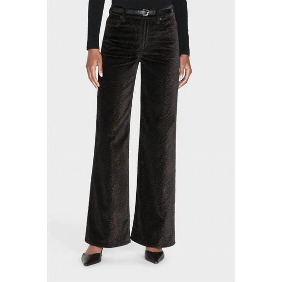 NEW FRAME le slim palazzo velveteen pants in panthera